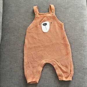 NEW Adorable Bear Knit Overalls Size 3-6 Months